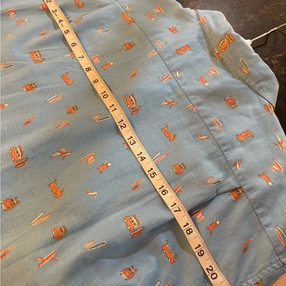KAHALA 1936 Linen Cotton Men’s 2XL Hawaian Shirt Blue VW Bus Pattern SS - Picture 9 of 10